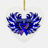 Arthritis-Bewusstseins-Herz-Flügel Keramik Ornament (Vorne)