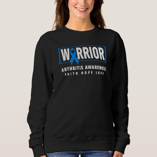 Arthritis Warrior Blue Ribbon Arthritis Bewusstsei Sweatshirt (Vorderseite)