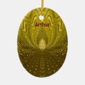 ARTHUR ~ EASTER EGG ~ FRAKTAL Gold Ripples ~ Keramik Ornament (Vorne)