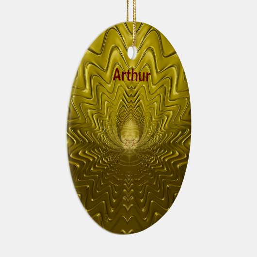 ARTHUR ~ EASTER EGG ~ FRAKTAL Gold Ripples ~ Keramik Ornament (Rechts)