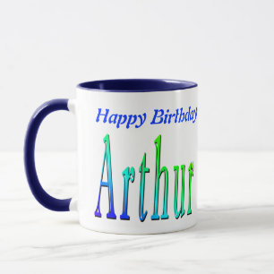 Arthur, Happy Birthday Logo Blue Combo Kaffee Tass Tasse