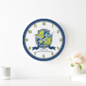 Arthur Jungs Name bedeutet grüne blaue Ritter Schi Große Wanduhr (Zuhause)