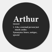 Arthur Name Definition Funny D  Runder Aufkleber (Vorderseite)