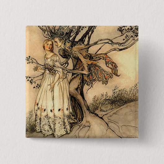 Arthur Rackham - Alte Frau im Wald Button (Vorderseite)