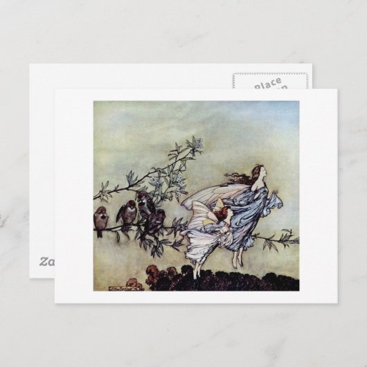 Arthur Rackham Buchart Peter Pan Fairies Postkarte (Vorne/Hinten)
