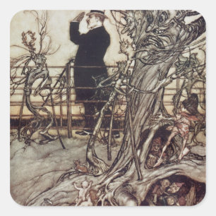 Arthur Rackham   Die Kensington Gardens liegen in  Quadratischer Aufkleber