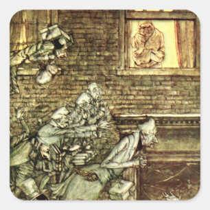 Arthur Rackham - Ein Weihnachtslied - Geister Quadratischer Aufkleber