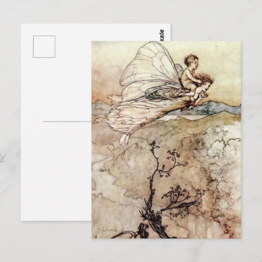 Arthur Rackham Fairy und Baby Flying Postkarte (Vorne/Hinten)
