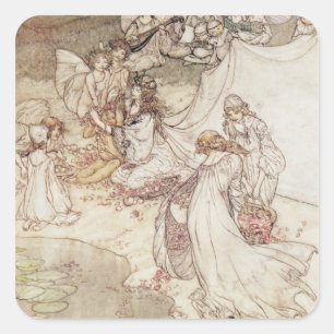 Arthur Rackham   Illustration für eine Märchen, Fa Quadratischer Aufkleber