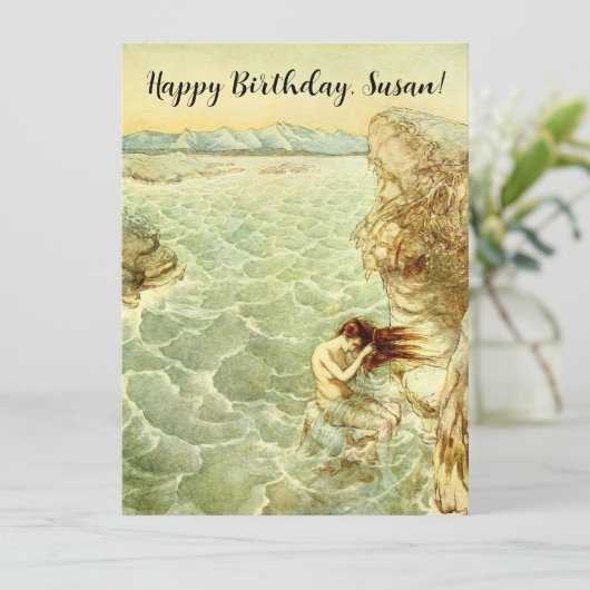 Arthur Rackham Illustration Nymph auf einem Felsen Karte (Stehend Vorderseite)