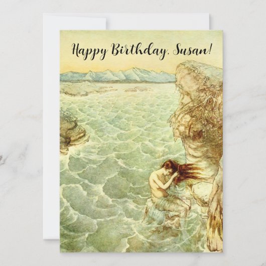 Arthur Rackham Illustration Nymph auf einem Felsen Karte (Vorderseite)