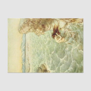 Arthur Rackham Illustration Nymph auf einem Felsen Seidenpapier