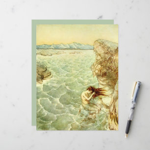 Arthur Rackham Illustration Nymph auf einem Rock P