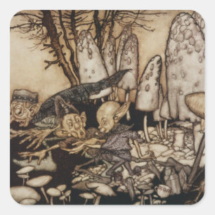Arthur Rackham   Peter Pan in Kensington Gardens Quadratischer Aufkleber