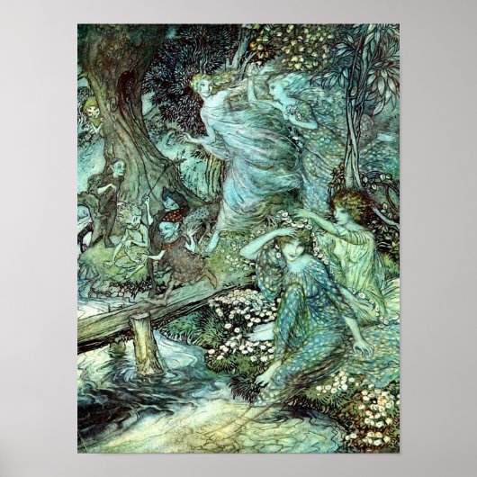 Arthur Rackhams Feen, blau Poster (Vorne)