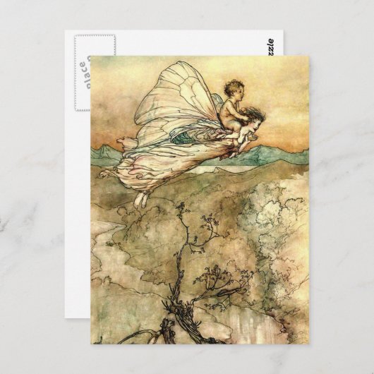 Arthur Rackhams Feen im Flug Postkarte (Vorne/Hinten)