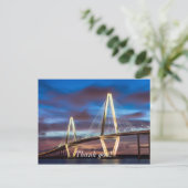 Arthur Ravenel Bridge bei Nacht Postkarte (Stehend Vorderseite)