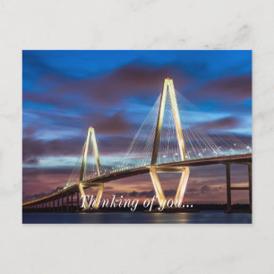 Arthur Ravenel Bridge bei Nacht Postkarte