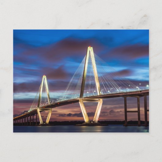 Arthur Ravenel Bridge bei Nacht Postkarte (Vorderseite)
