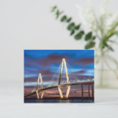 Arthur Ravenel Bridge bei Nacht Postkarte (Stehend Vorderseite)