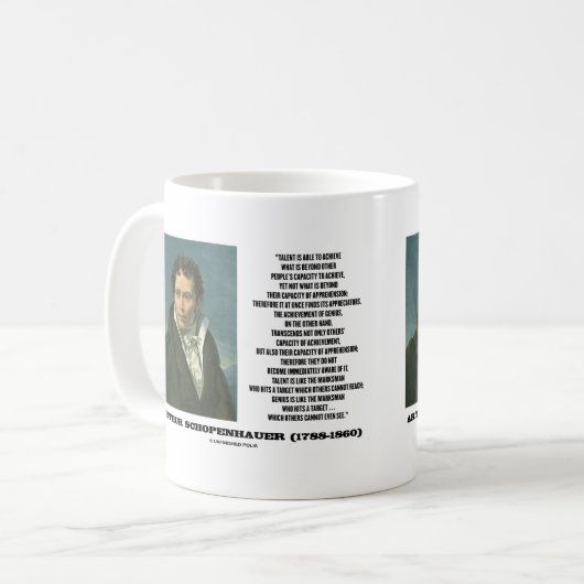 Arthur Schopenhauer Talent gegen Genius Zitat Kaffeetasse (Vorderseite Links)