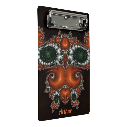 ARTHUR ~ Schwarz, Rot, Grün und Weiß Mini Klemmbrett (Schrägansicht)