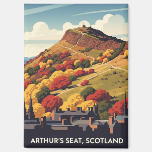 Arthur Seat Edinburgh Scotland Vintage Travel Magnet