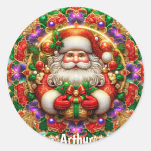 ARTHUR ~ SHINY SANTA Christmas ~ Runder Aufkleber