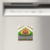 ARTHUR ~ SQUARE EYE 3D Fraktal Green Yellow ~ Magnet (In Situ (Geschirrspüler))