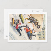 Arthur Thiele - Bobsledding Anthropomorphe Katzen Postkarte (Vorne/Hinten)