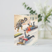 Arthur Thiele - Bobsledding Anthropomorphe Katzen Postkarte (Stehend Vorderseite)