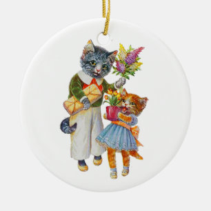 Arthur Thiele Cats Bearing Geschenke Keramikornament