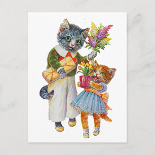 Arthur Thiele Cats Bearing Geschenke Postkarte