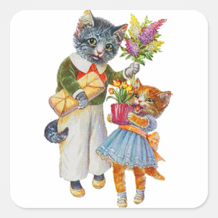 Arthur Thiele Cats Bearing Geschenke Quadratischer Aufkleber