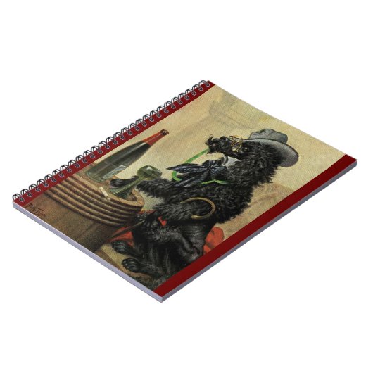 Arthur Thiele Comic Poodle bei Pub Spiral Notebook Notizblock (Linke Seite)