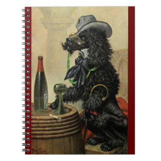 Arthur Thiele Comic Poodle bei Pub Spiral Notebook Notizblock