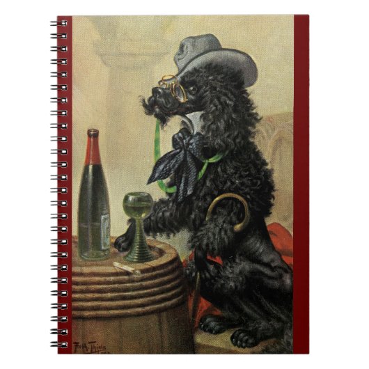 Arthur Thiele Comic Poodle bei Pub Spiral Notebook Notizblock (Vorderseite)