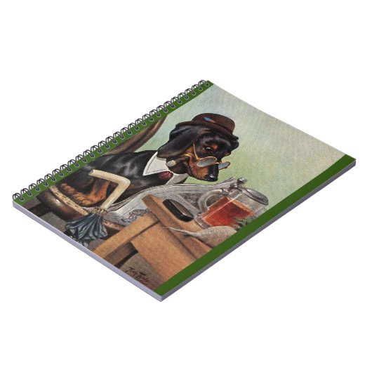 Arthur Thiele Dackel Reading Spiral Notebook Notizblock (Linke Seite)