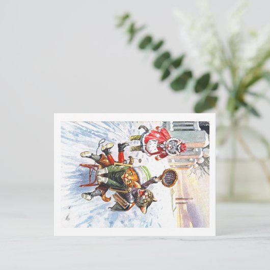 Arthur Thiele - Katzen im Downhill Snow Rodelbahn Postkarte (Stehend Vorderseite)