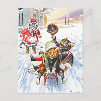 Arthur Thiele - Katzen im Downhill Snow Rodelbahn Postkarte