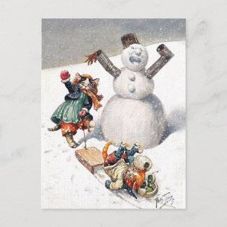 Arthur Thiele Katzen spielen im Schnee Postkarte