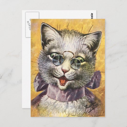 Arthur Thiele - Weibliche Katze mit Brille Postkarte (Vorne/Hinten)