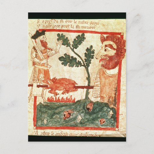 Arthur trifft die riesige Röstung ein Schwein auf Postkarte (Vorderseite)