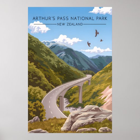 Arthurs Pass Nationalpark Neuseeland Reise Poster (Vorne)