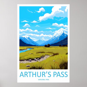 Arthurs Pass Nationalpark Vintage-Reiseposter Poster