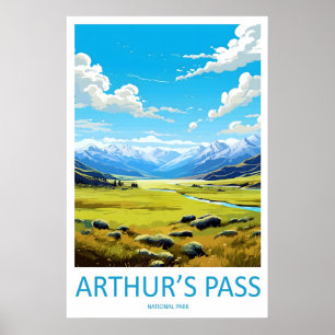 Arthurs Pass Ski Park Reise National Plakat