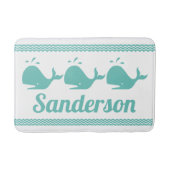 Artic Aquamarin Blue Whale & waves Blue & White Kü Badematte (Vorderseite)