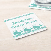 Artic Aquamarin Blue Whale & waves Blue & White Kü Rechteckiger Pappuntersetzer (angewinkelt)