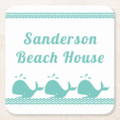 Artic Aquamarin Blue Whale & waves Blue & White Kü Rechteckiger Pappuntersetzer (Vorderseite)