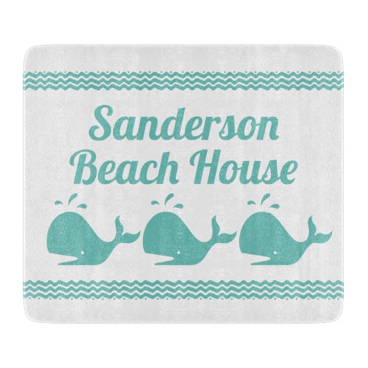 Artic Aquamarin Blue Whale & waves Blue & White Kü Schneidebrett (Vorderseite)